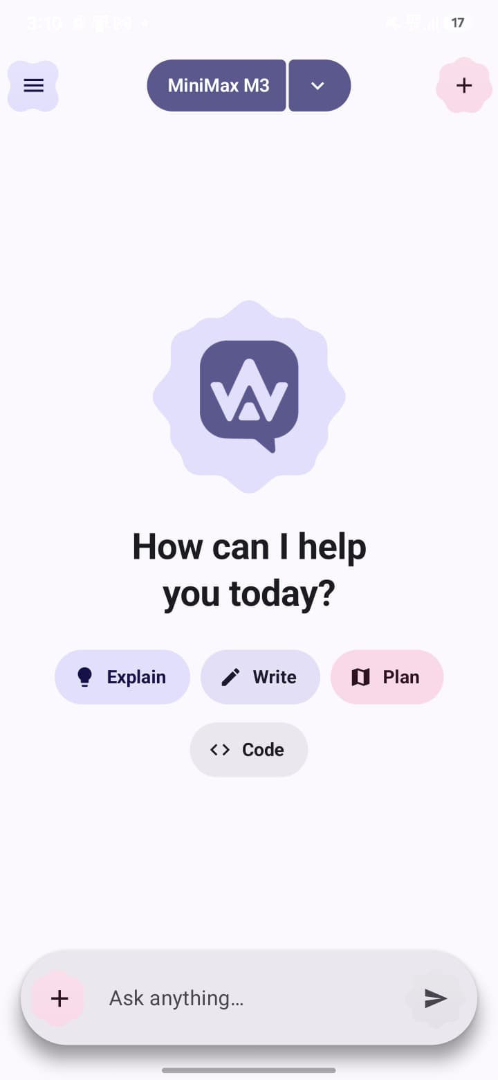EchoFlow OpenRouter chat interface on Android
